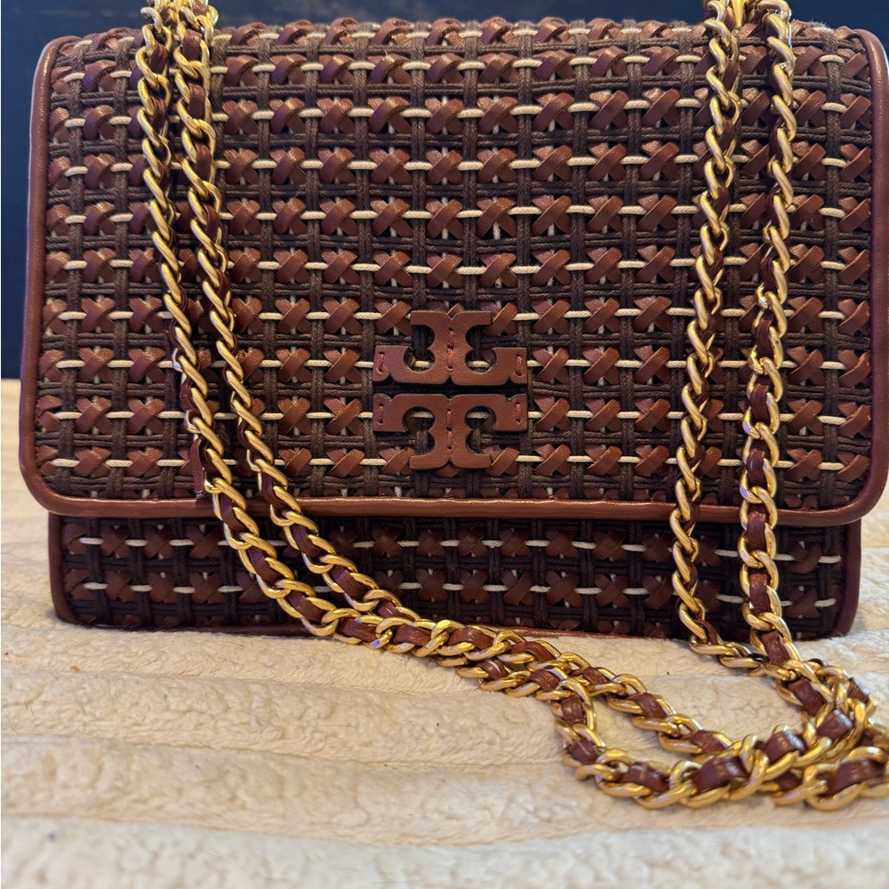 Tory Burch Kira Small Chevron Woven Shoulder Bag.